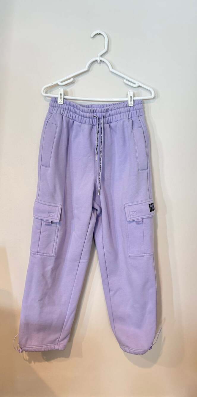 FB County Cargo Sweatpants Size S Purple Fleece Joggers